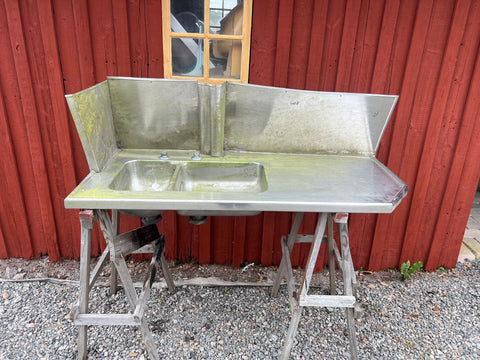Rostfri diskbänk 140 cm