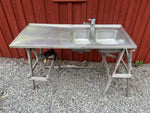 Rostfri diskbänk 140 cm
