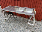 Rostfri diskbänk 143 cm